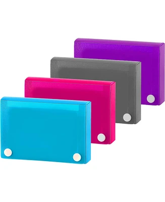 3" X 5" Index Card Case Holds 100 Cards Includes Business Card/Index Holder and 5 Tab Dividers Comes in Assorted Color – (Pack of 4)