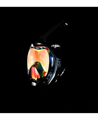 Moflow+ Irridium Full Face Snorkel Mask Yellow Xs – Panoramic View, CO2-Free, 4X Oxygen, Anti-Fog, Dry Snorkel, Camera Mount, Silicone, Premium