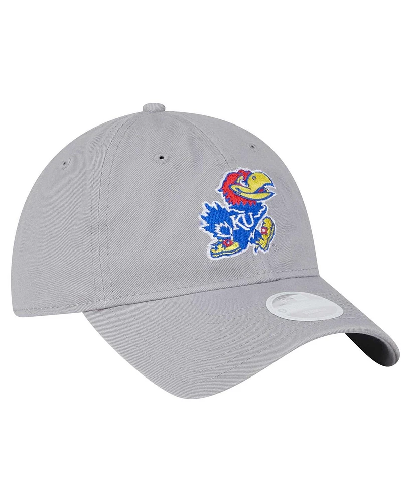 New Era Women's Gray Kansas Jayhawks Logo 9TWENTY Adjustable Hat