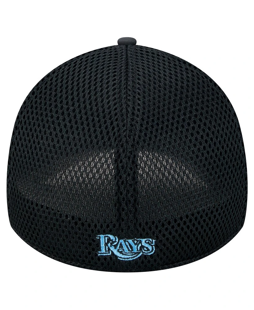 New Era Men's Black Tampa Bay Rays Team Tone 39THIRTY Flex Hat