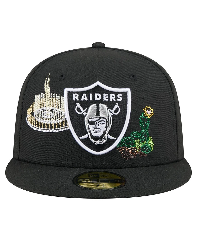 New Era Men's Black Las Vegas Raiders State Stitch 59FIFTY Fitted Hat