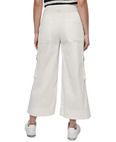 Dkny Jeans Women's High Rise Wide-Leg Cropped Utility