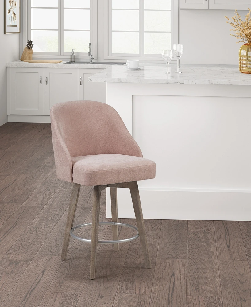 Madison Park 20" Wood Pearce Wide Counter Stool with Swivel Seat