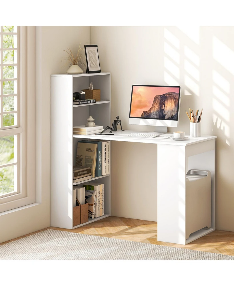 48 Inch Computer Desk with 4-Tier Bookcase and Cpu Stand