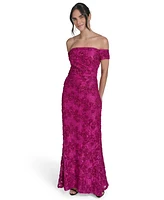 Jessica Howard Petite Soutache Floral Lace Off-the-shoulder Gown