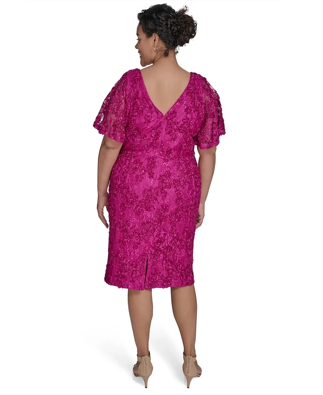 Jessica Howard Plus Soutache Lace Flutter-Sleeve Dress MainPlace