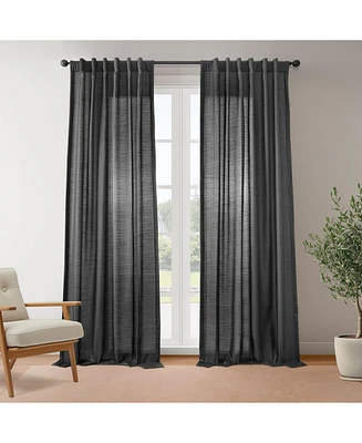 Rustic Weave Linen Curtains (2 Panels) Sheer Window Panel Set, Rod Pocket Curtains