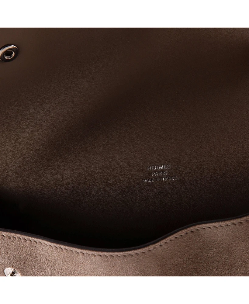 Pre-Owned Hermes Double Snap Pochette Crossbody Grizzly with Swift