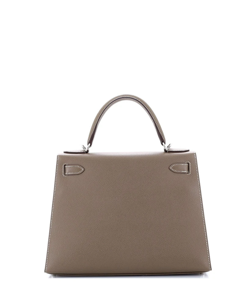 Pre-Owned Hermes Kelly 28 Handbag Grey Epsom with Palladium Hardware