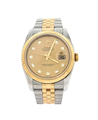 Pre-Owned Rolex Oyster Perpetual Datejust Automatic Watch in Stainless Steel and Gold with Diamond Markers 36mm
