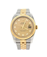 Pre-Owned Rolex Oyster Perpetual Datejust Automatic Watch in Stainless Steel and Gold with Diamond Markers 36mm