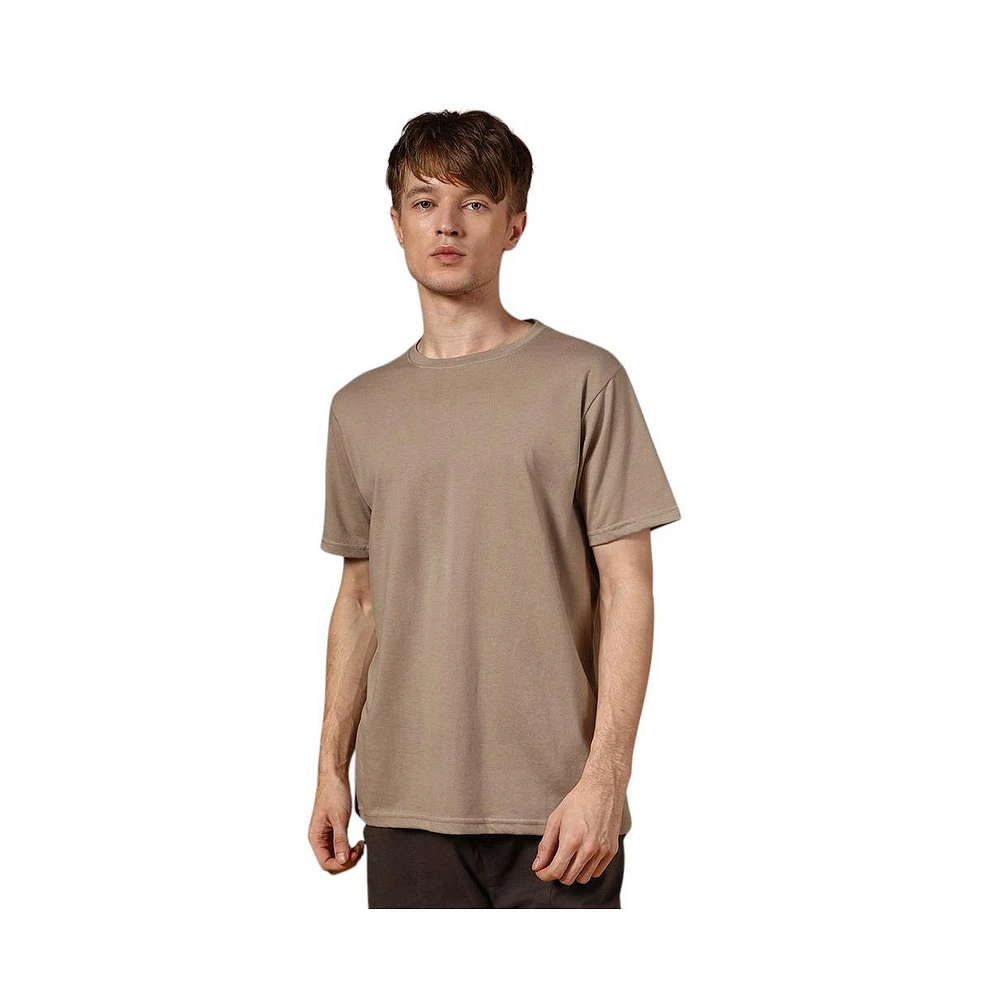 Campus Sutra Men's Cloud Grey Solid Regular T-Shirt