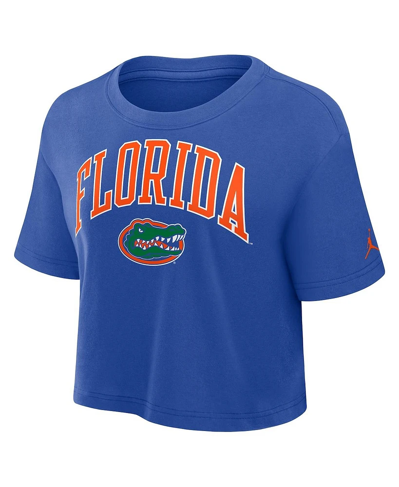 Jordan Women's Royal Florida Gators Athletic Prep Arch Cropped Performance T-Shirt