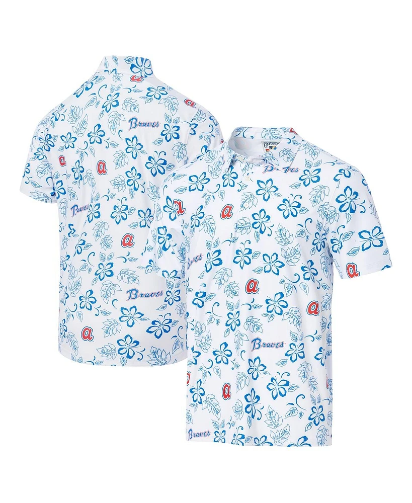 Reyn Spooner Men's White Atlanta Braves Cooperstown Collection Performance Polo Shirt