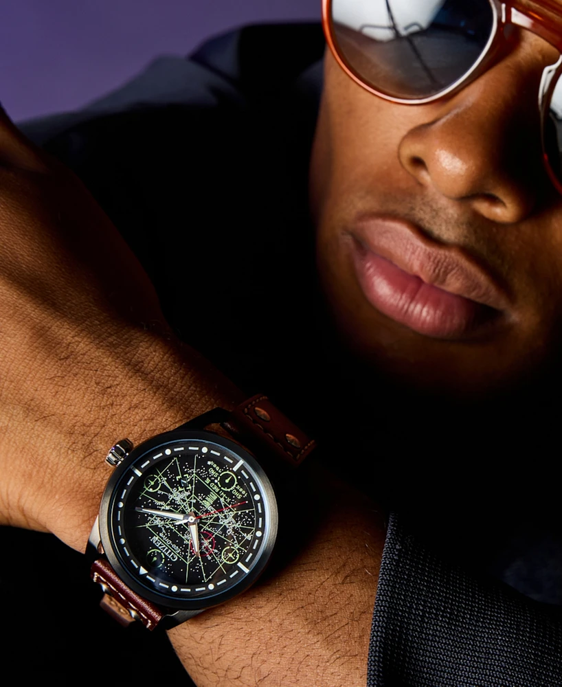 Citizen Eco-Drive Men's Star Wars X-Wing & Tie Fighter Brown Leather Strap Watch 45mm