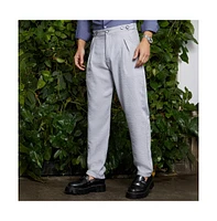 Campus Sutra Men's Cloud Grey Pleated Tailored Trousers