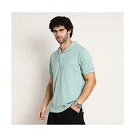 Campus Sutra Men's Sea Green Tactitle Spread-Polo T-Shirt
