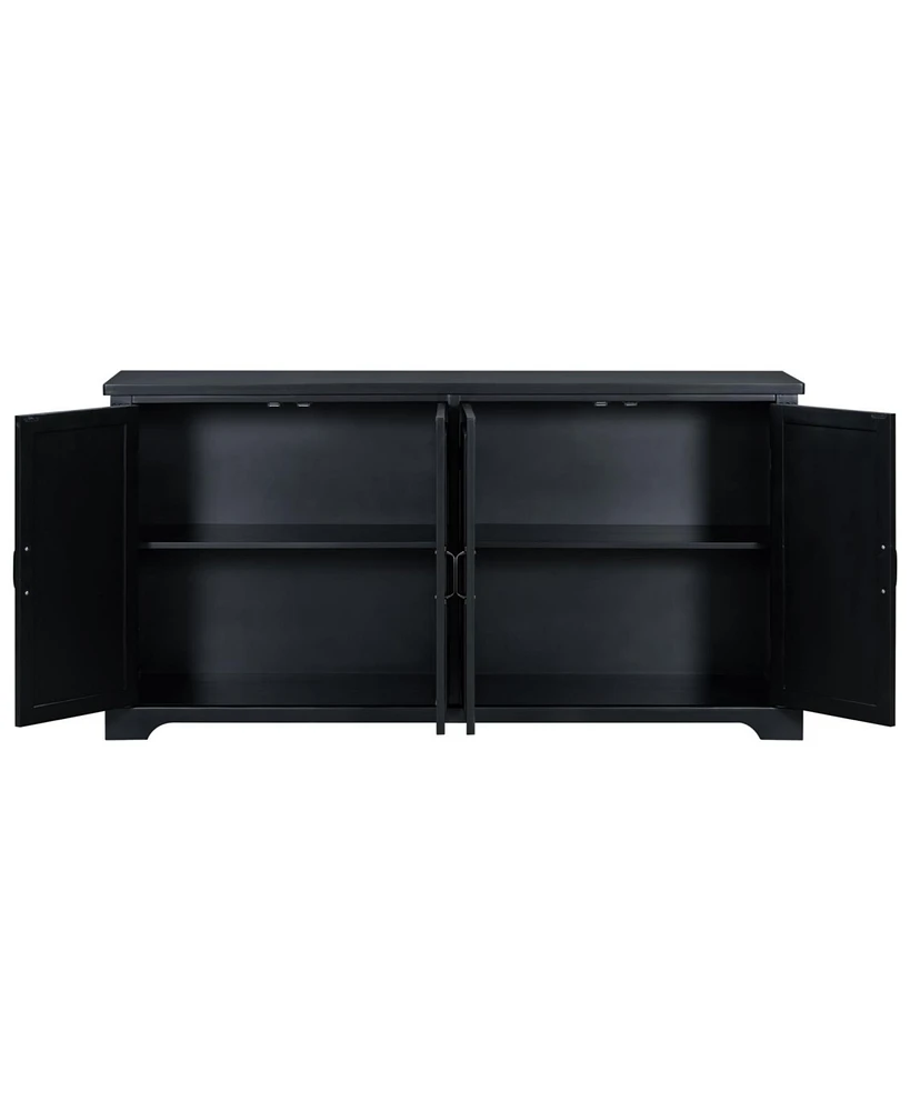 Wooden Sideboard with Pine Doors & Metal Handles