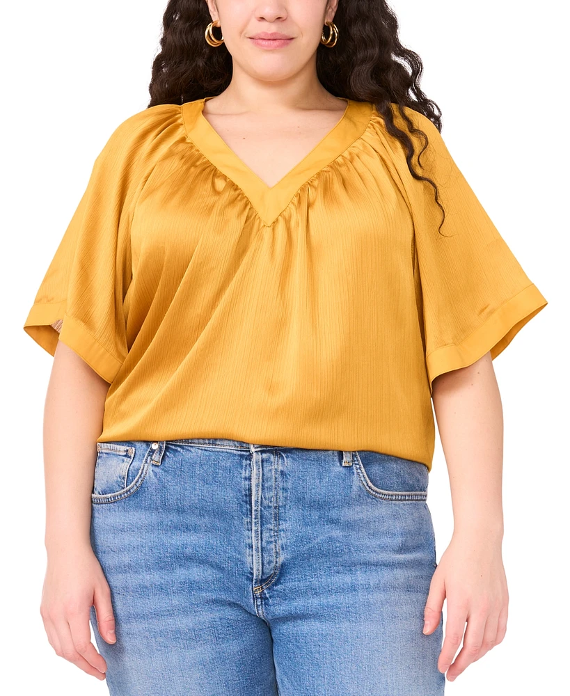 Vince Camuto Plus Flowy Dolman-Sleeve V-Neck Blouse