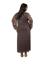Fashion-szn Curve Women's Polka Dot Mesh Midi Dress