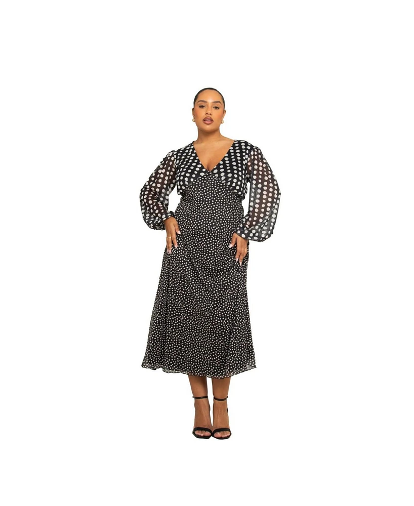 Fashion-szn Curve Women's Polka Dot Midi Dress