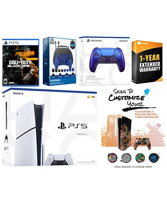 Sony Playstation 5 Slim Disc with Call of Duty Black Ops 6, Extra Controller, Gamer Starter Pack and MightySkins Voucher + 1 Year Cps Extended Warrant