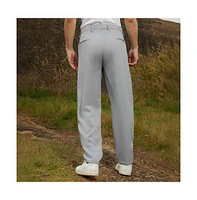 Campus Sutra Men's Cloud Grey Tailored Linen-Blend Trousers