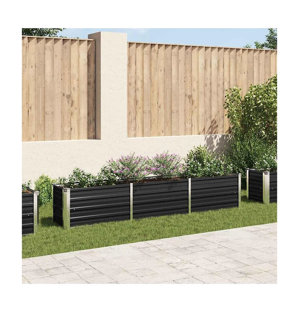 Garden Raised Bed Galvanized Steel 94.5"x15.7"x17.7" Anthracite
