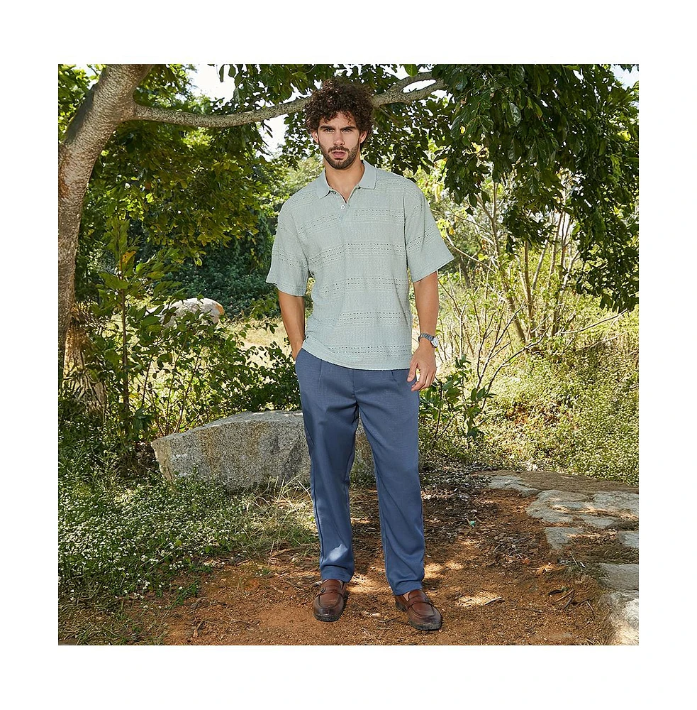 Campus Sutra Men's Sage Green Bohomian Oversized Polo T-Shirt