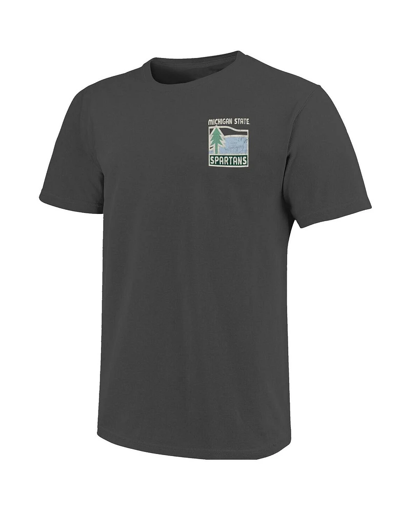 Image One Men's Graphite Michigan State Spartans Comfort Colors Minimal Vista Distressed Graphics T-Shirt