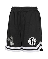 Outerstuff Big Boys and Girls Black Brooklyn Nets Teardrop Fleece Shorts