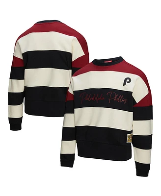 Mitchell & Ness Women's Burgundy/Black Philadelphia Phillies Cooperstown Collection Blocked Fleece Pullover Sweatshirt