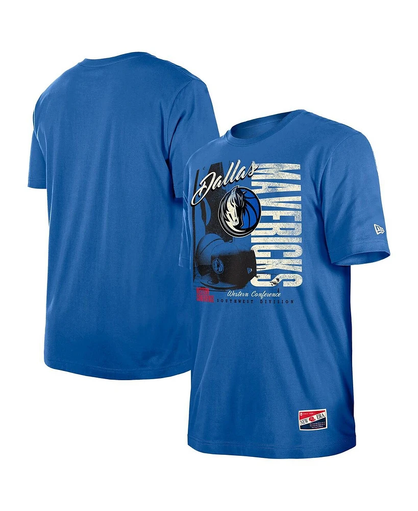 New Era Men's Blue Dallas Mavericks Distressed Throwback Vintage Color Pack T-Shirt