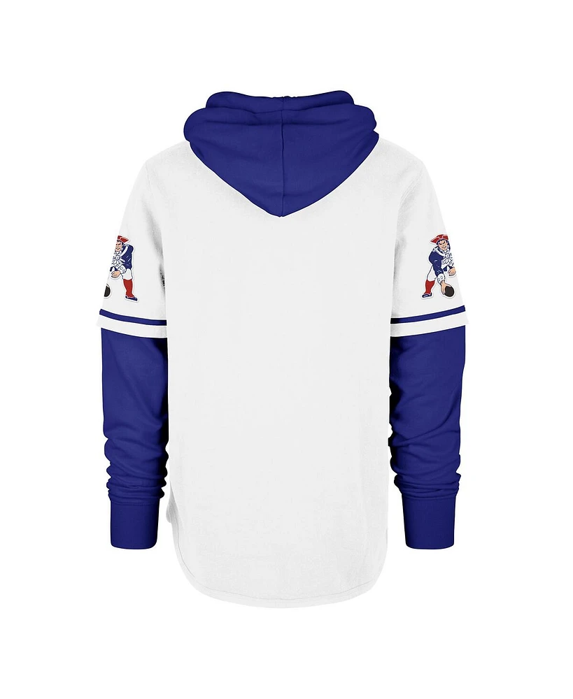 '47 Brand Men's White New England Patriots Throwback Shortstop Pullover Hoodie Sweatshirt