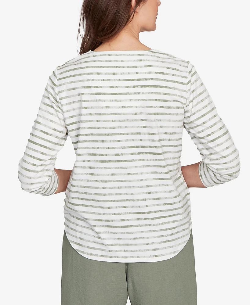 Alfred Dunner Women's Copper Canyon Textured Medallion Neckline Top