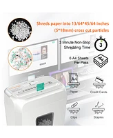 Bonsaii Quiet Cross-Cut Shredder, Ideal for Home Offices, Low-Noise Shredder, 6 Sheets at Once, Perfect for documents, Mail & Staples, 3.4-Gallon Wast