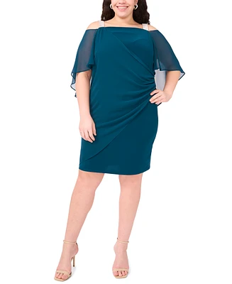 Msk Plus Embellished Cold-Shoulder Draped Shift Dress