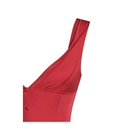 Miss Circle Women's Nahla Red Drop Waist Midi Dress with Buttons