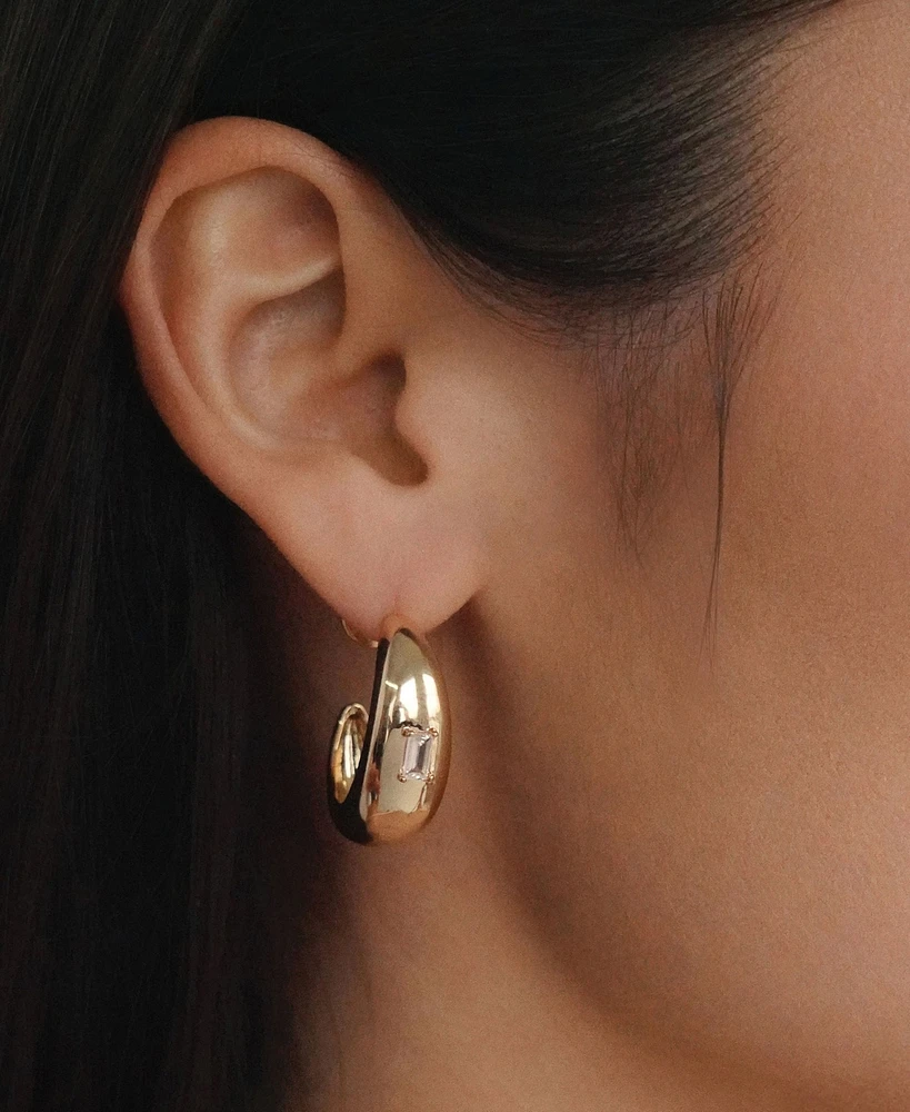 Ettika Oval Dome Baguette Hoop Earrings