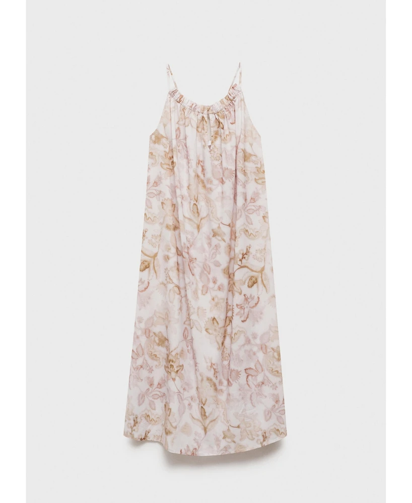 Mango Women's Floral Print Cotton Nightgown