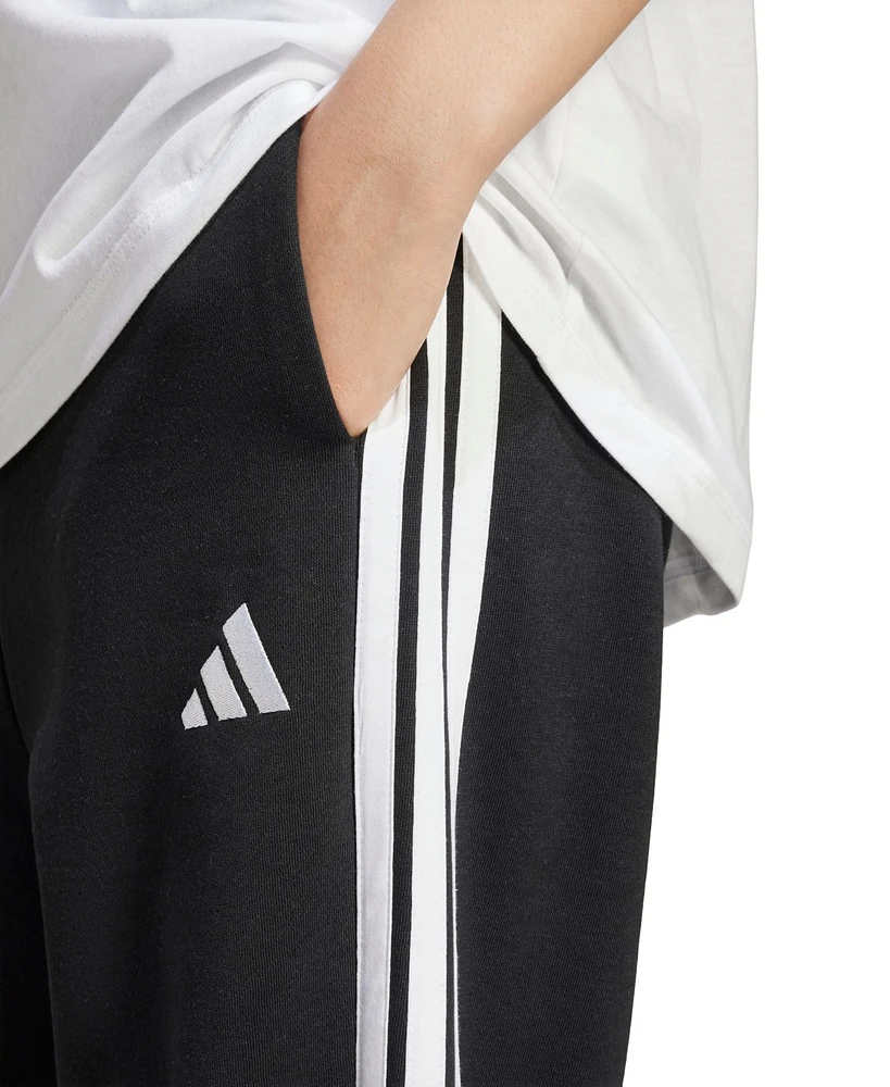 adidas Women's Essentials 3-Stripes Pull On Fleece Loose Pants