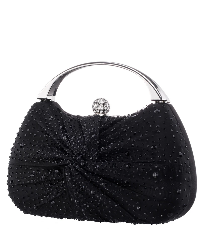 Nina Crystal Twist Chiffon and Satin Minaudiere Clutch Bag