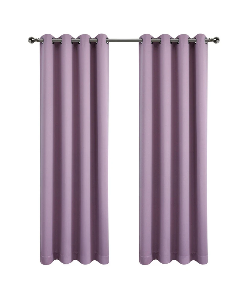Kate Aurora 100% Hotel Thermal Blackout Lavender Grommet Top Curtain Panels - 50 in. W x in. L