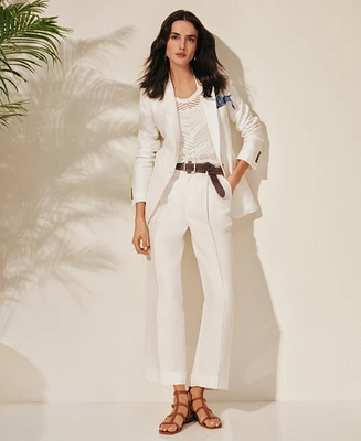 Lauren Ralph Lauren Women's Pleated Linen-Blend Twill Wide-Leg Pants