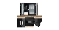 6-Tier Freestanding Bathroom Cabinet with 2 Open Compartments and Adjustable Shelves