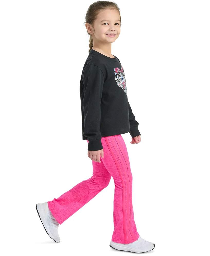 adidas Toddler & Little Girls Long-Sleeve Graphic T-Shirt Flare Pants, 2 Piece Set