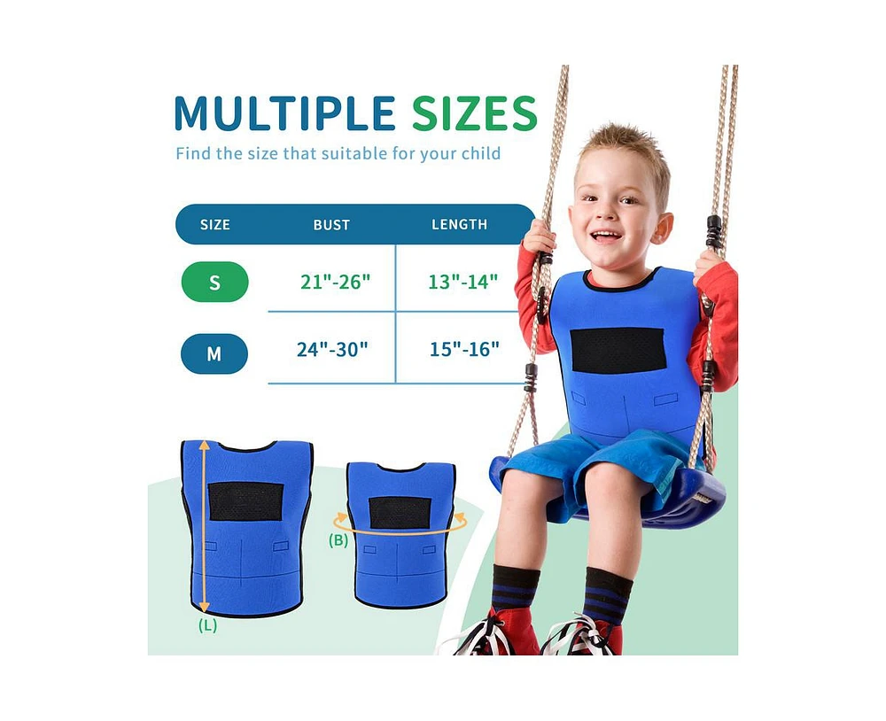 Outree Medium Blue Weighted Compression Vest for Kids with Sensory Needs