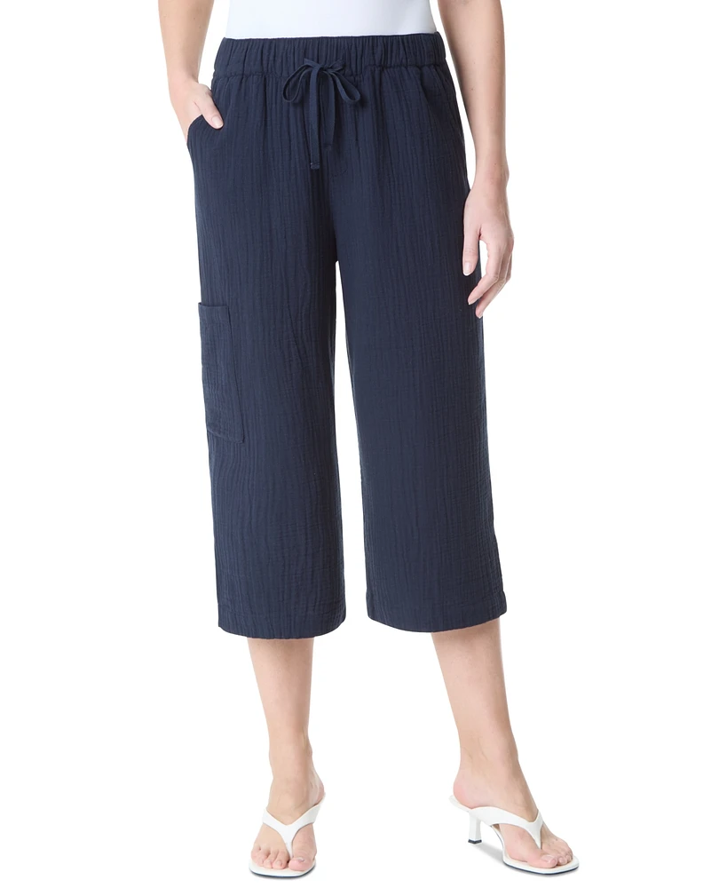 Gloria Vanderbilt Women's High Rise Crinkled Cotton Cropped Pants