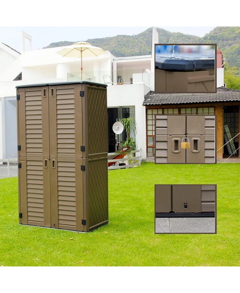 50 "W x 29" D 79.53"H Outdoor Storage Shed with Sliding Door ,Double Cabinet
