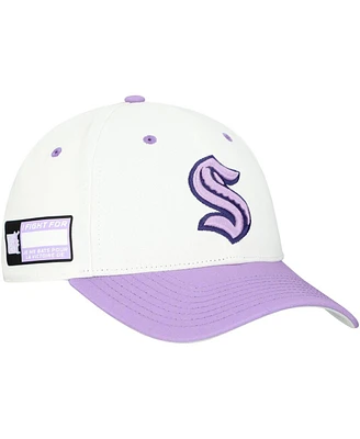 Fanatics Men's White/Lavender Seattle Kraken Authentic Pro Hockey Fights Cancer Adjustable Hat